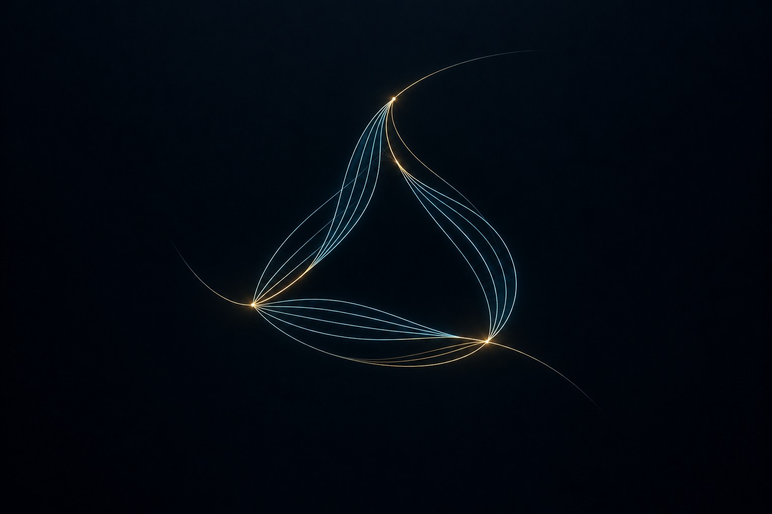 Three families of paths exchange places around an untouched center. The circulation suggests a bin derangement: every remainder moves out of its original digit compartment.