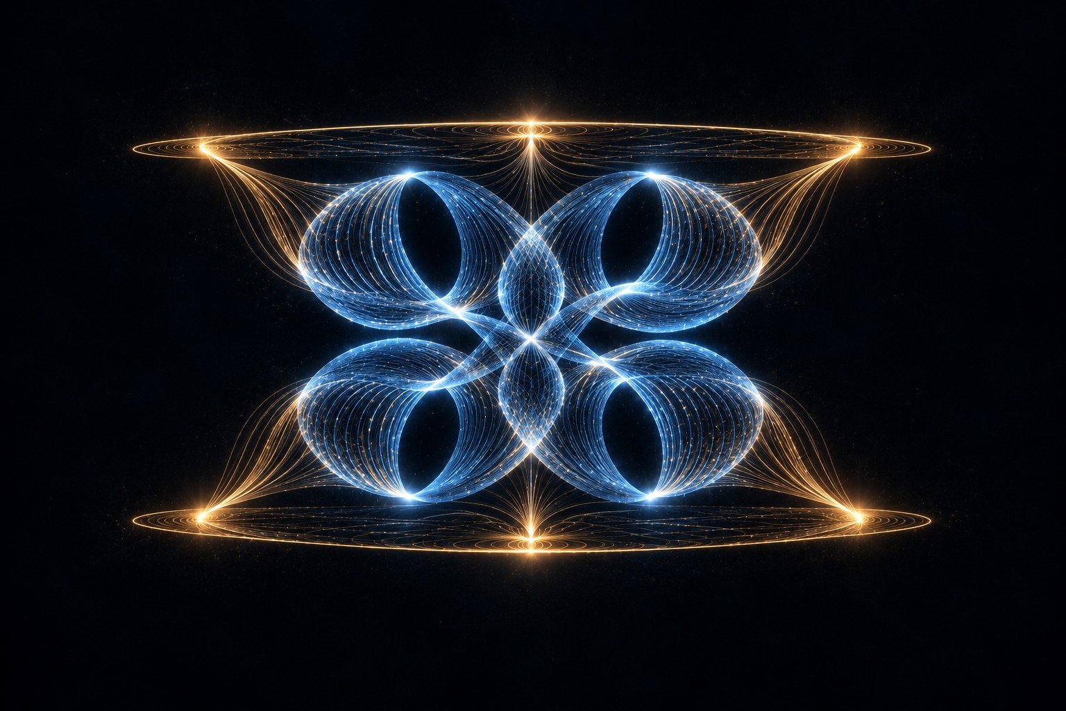 Four looped families represent the repeating cycles at fifty-three. The two gold levels picture the distinct alignment limits reached when factors from the base select different cycles.