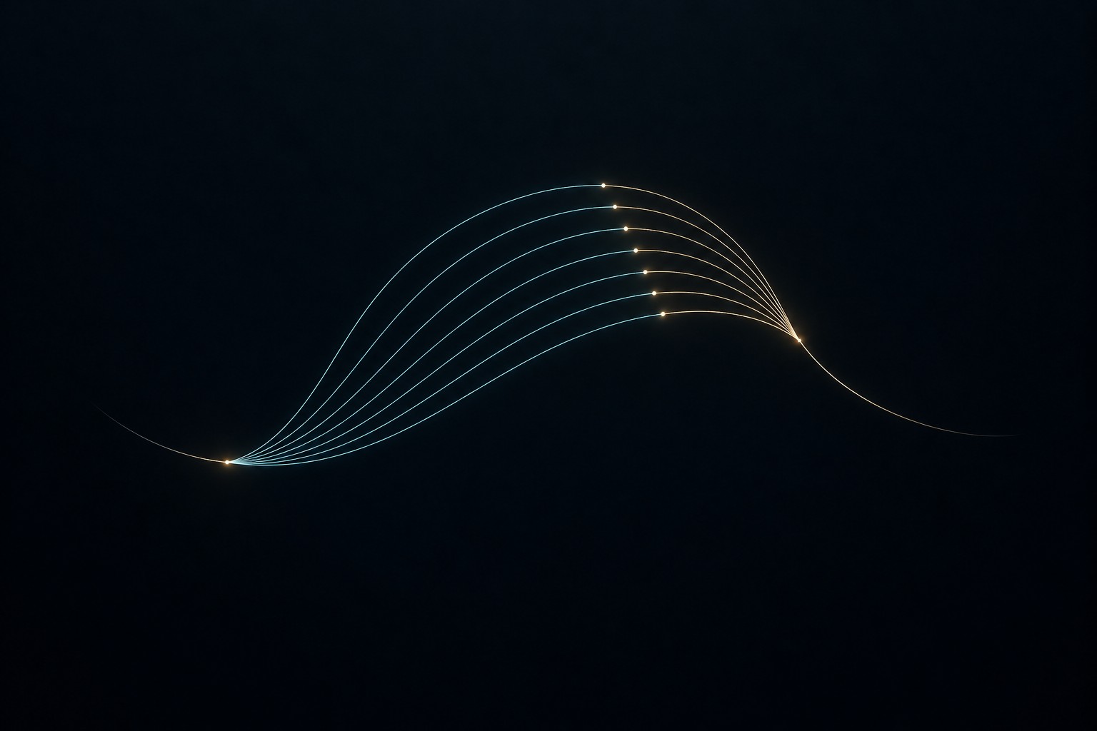 Fine trajectories keep their order as the whole field opens and turns. Their separation suggests the partitioning condition: each digit still identifies a distinct remainder.