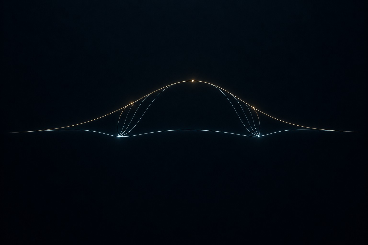 A changing gold contour answers a steady blue structure. A small arrangement of digit intervals determines a complete power profile, with the variable contribution tied to the paired bins.